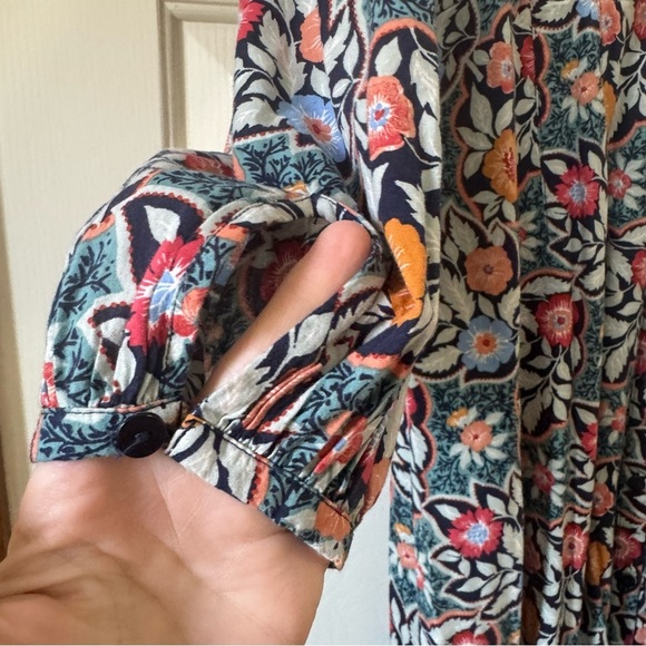 Universal Thread V-Neck Button Up Long Sleeve Floral Maxi Dress with pockets Sm - Picture 8 of 15